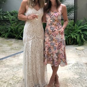 Tropical Print Tie Back Midi Dress